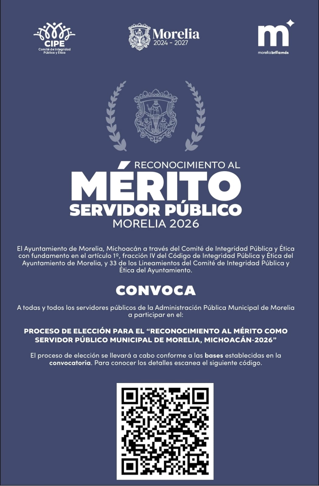 Gobierno de Morelia convoca al Reconocimiento al Mérito como Servidor Público 2026