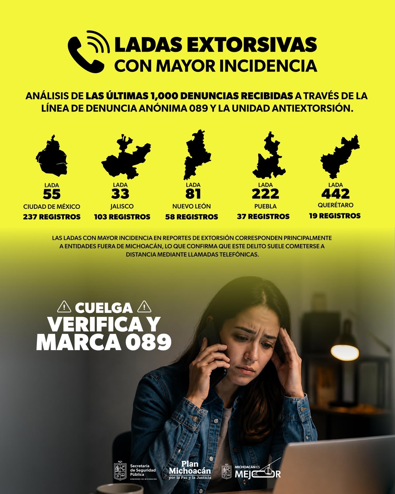 ¿Te llaman de otro estado? Estas ladas son más usadas para extorsionar en Michoacán